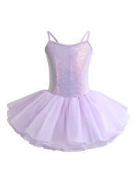 Girls Sequin Cami Ballet Leotard Tutu Dress-TM034