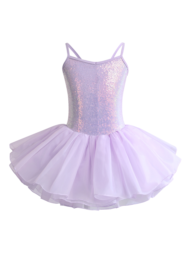 Girls Sequin Cami Ballet Leotard Tutu Dress-TM034