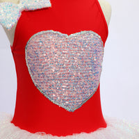 Kids Jazz Dance Leotard - Tutu Romper with Sequin Heart & Bow-JSP003