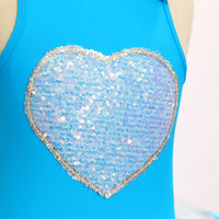 Kids Jazz Dance Leotard - Tutu Romper with Sequin Heart & Bow-JSP003