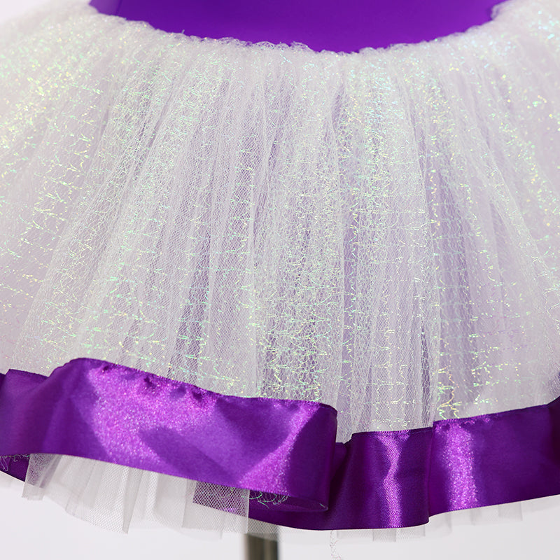 Kids Jazz Dance Leotard - Tutu Romper with Sequin Heart & Bow-JSP003