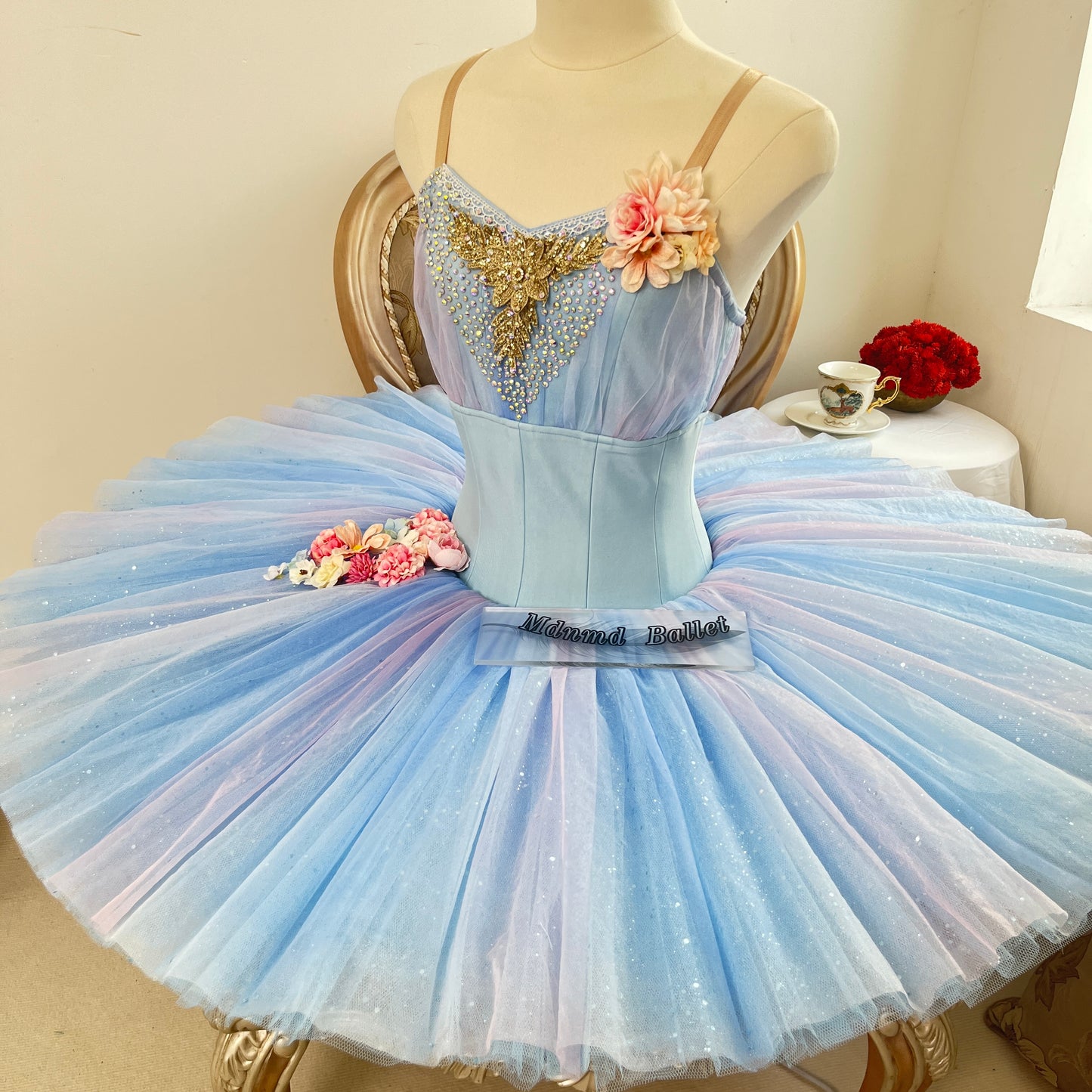 Stunning light blue fairy ballet tutu from the ballet "The Sleeping Beauty" is an ideal Flower Fairy Tutu. -MDT1220