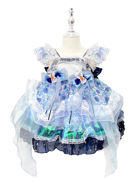 Blue Sparkle Lolita Princess Dress for Toddler Girls-W26027