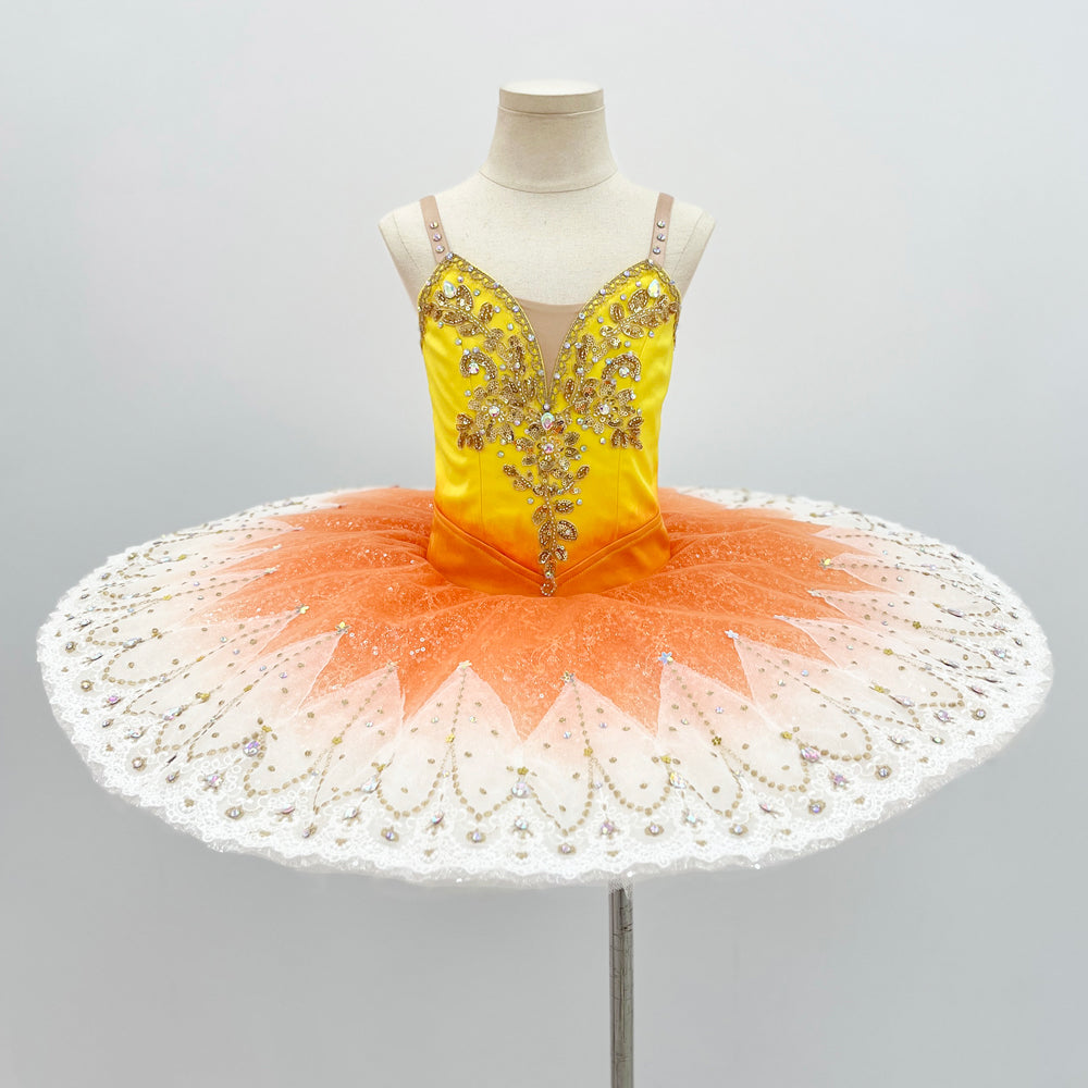 Custom Paquita Ballet Tutu Variation - Golden Embellished Stage Costume for Performances-MDT1544