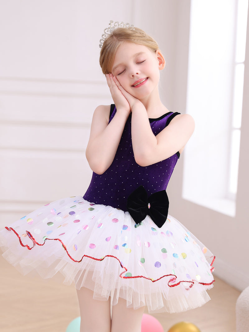 Kids Ballet Tutu Dress, Sparkle Velvet Dance Costume for Girls-ALP091