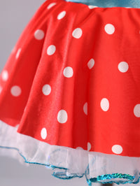 Girls Red Polka Dot Blue Bow 2 Piece Tutu Dance Costume