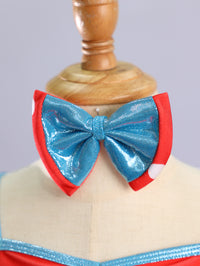 Girls Red Polka Dot Blue Bow 2 Piece Tutu Dance Costume
