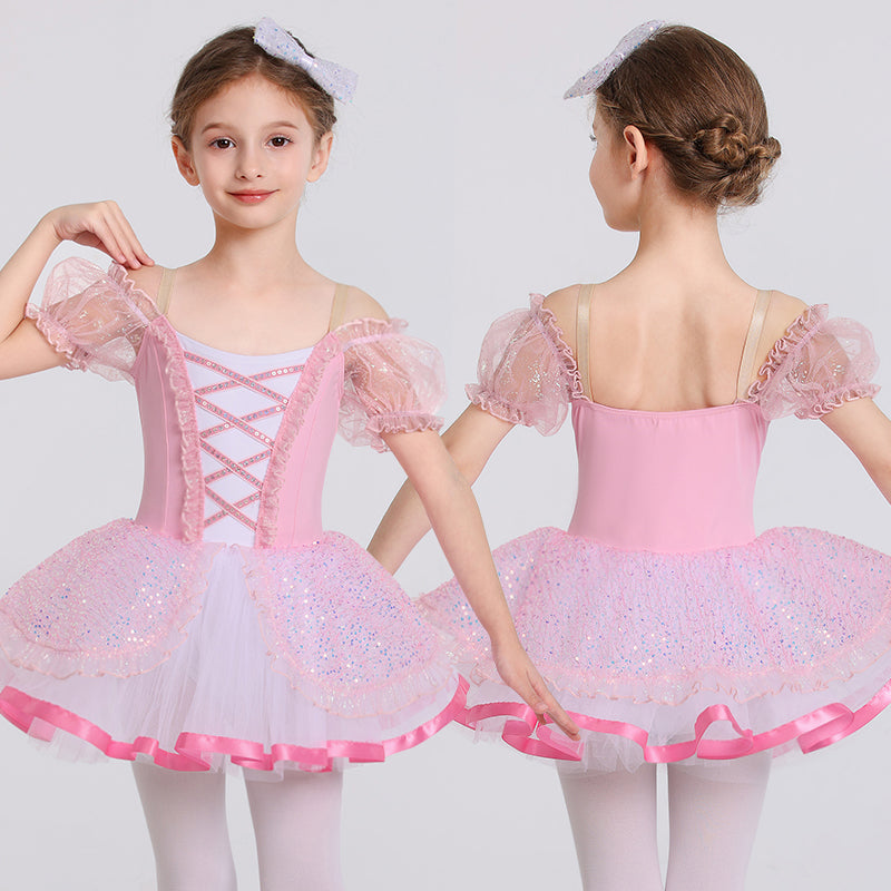 Girls Pink Ballet Leotard Princess Tutu Dress-ALP024