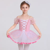 Girls Pink Ballet Leotard Princess Tutu Dress-ALP024