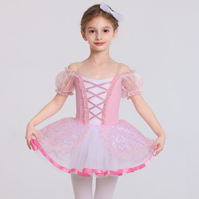 Girls Pink Ballet Leotard Princess Tutu Dress-ALP024