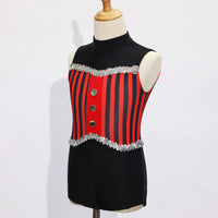 Red Black Striped Kids Jazz Dance Costume JSP004