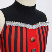 Red Black Striped Kids Jazz Dance Costume JSP004