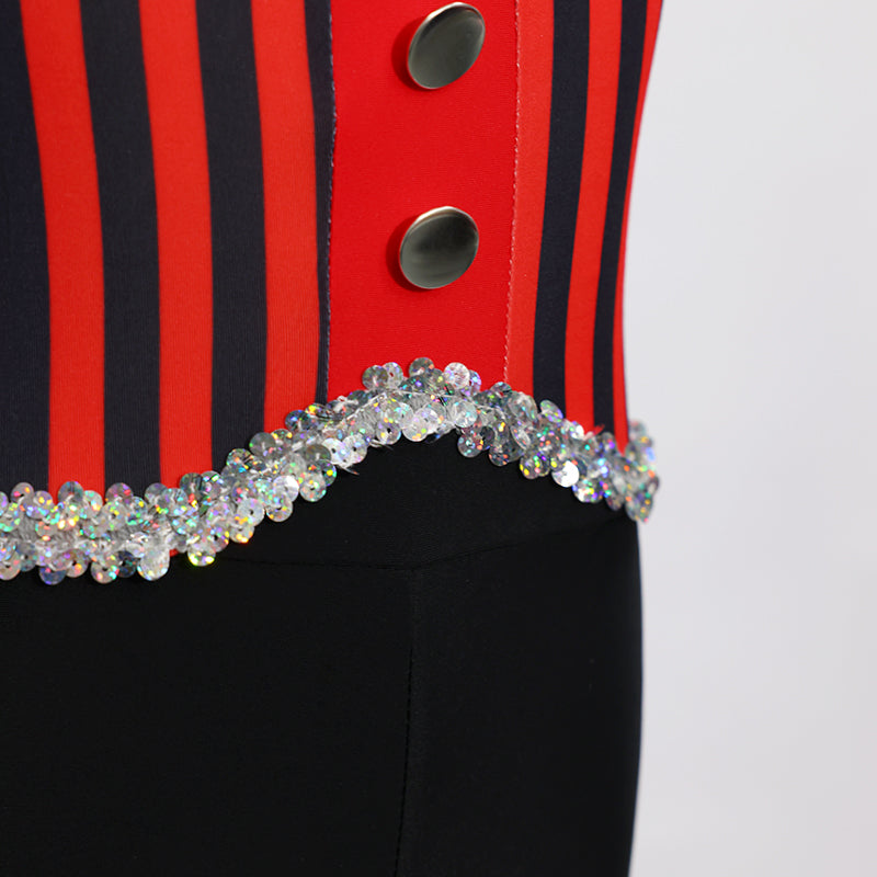 Red Black Striped Kids Jazz Dance Costume JSP004