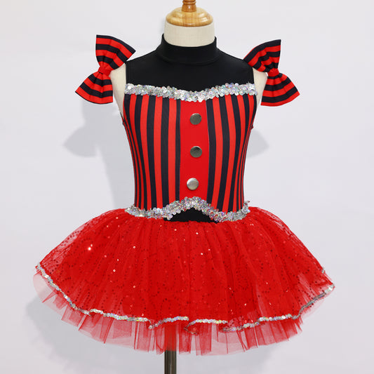 JSP008 Kids Red Jazz Dance Skirt-Size IC | Ready-to-Ship