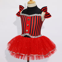 Red Black Striped Kids Jazz Dance Costume JSP008