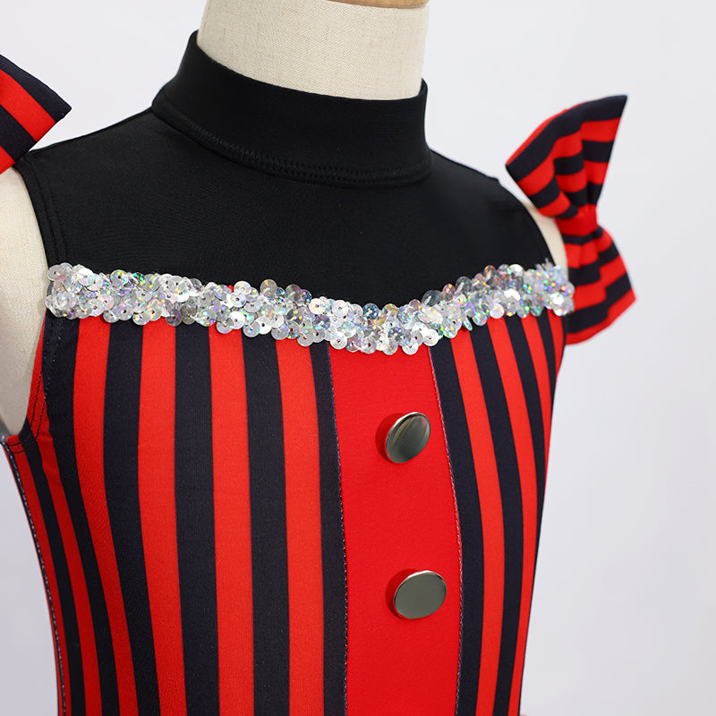 Red Black Striped Kids Jazz Dance Costume JSP008