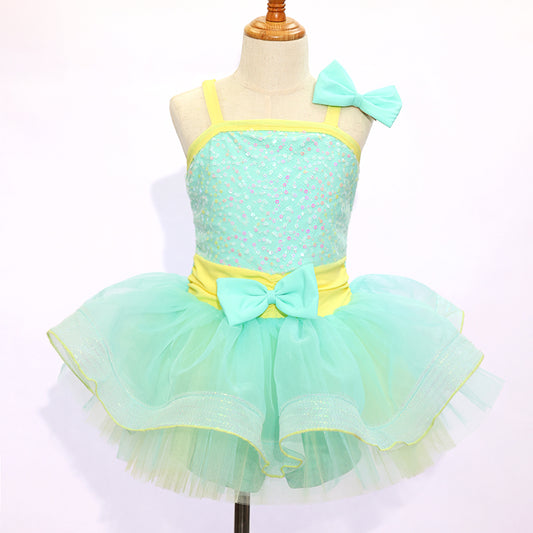 Kids Green  Jazz Dance Skirt -Size MC | Ready-to-Ship