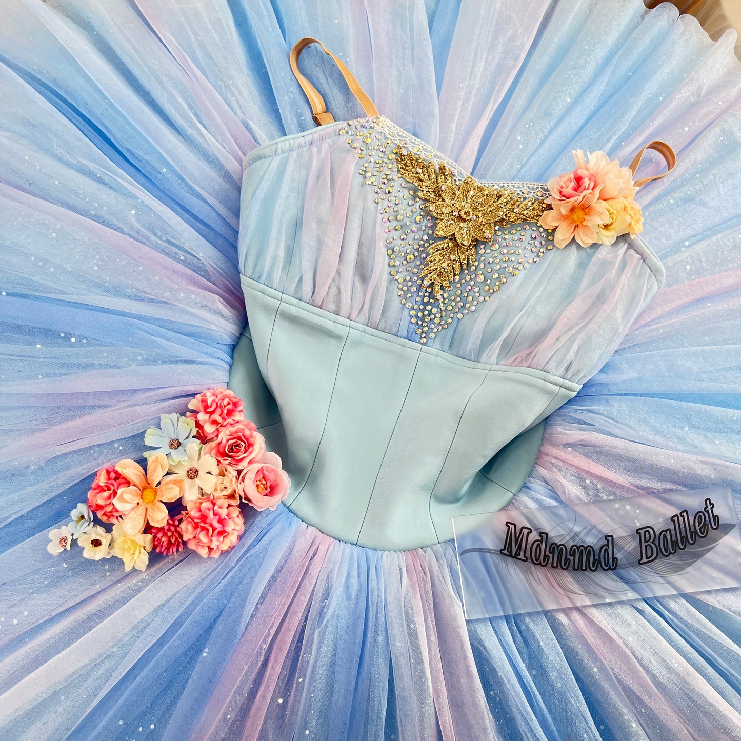 Stunning light blue fairy ballet tutu from the ballet "The Sleeping Beauty" is an ideal Flower Fairy Tutu. -MDT1220