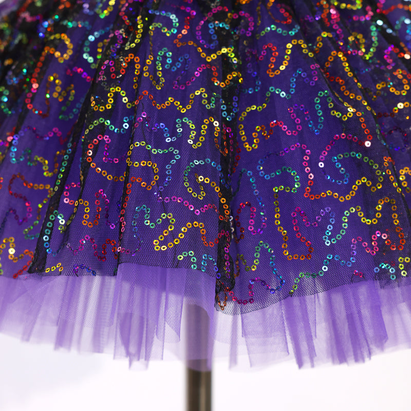 Purple Sequin Kids Jazz Dance Costume JSP020
