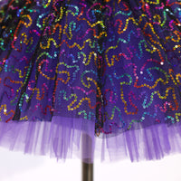 Purple Sequin Kids Jazz Dance Costume JSP020