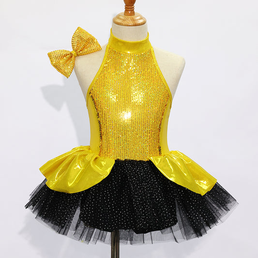 JSP014 Kids Golden Jazz Dance Skirt -Size IC | Ready-to-Ship
