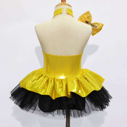 JSP014 Kids Golden Jazz Dance Skirt -Size IC | Ready-to-Ship