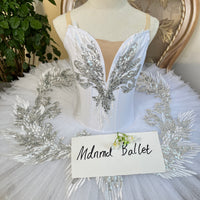 Exquisite White Swan Ballet Tutu Dress with Silver Appliqué Detailing - JYT0019