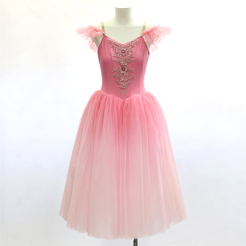 Peach Pink Long Romantic Ballet Tutu Dress - Performance Wear- Size SA | Ready-to-Ship