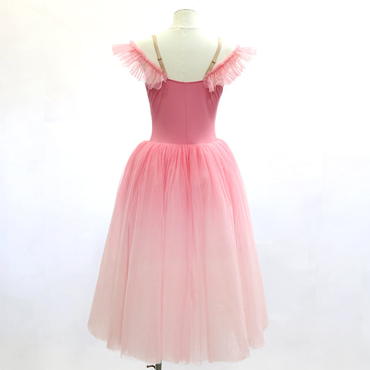 Peach Pink Long Romantic Ballet Tutu Dress - Performance Wear- Size SA | Ready-to-Ship