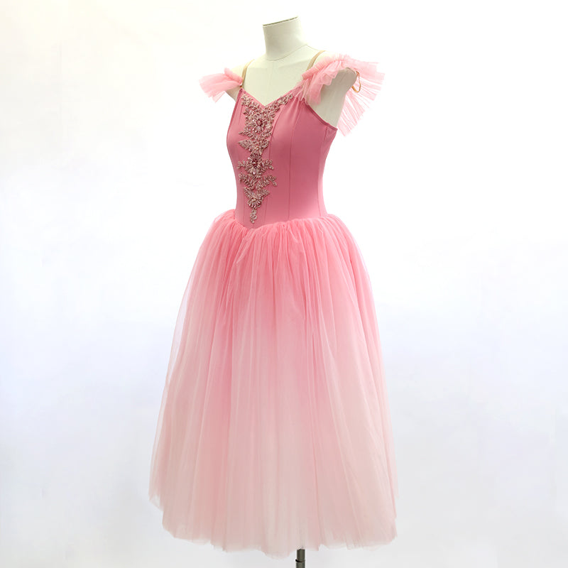 Peach Pink Long Romantic Ballet Tutu Dress - Performance Wear- Size SA | Ready-to-Ship