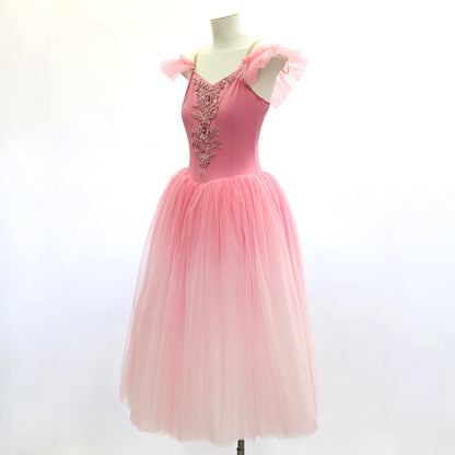 Peach Pink Long Romantic Ballet Tutu Dress - Performance Wear- Size SA | Ready-to-Ship
