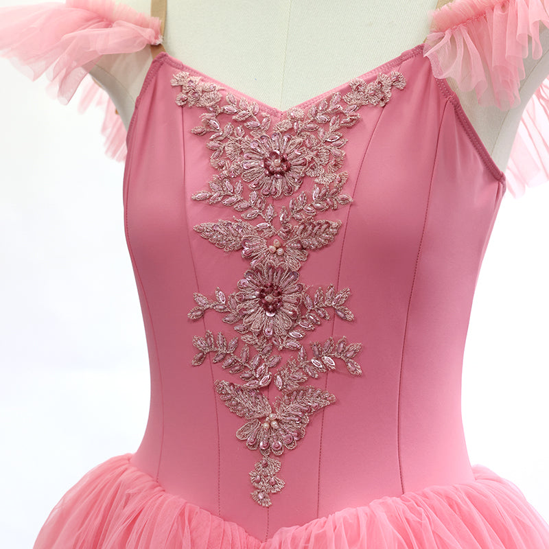 Peach Pink Long Romantic Ballet Tutu Dress - Performance Wear- Size SA | Ready-to-Ship