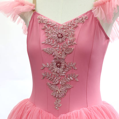 Peach Pink Long Romantic Ballet Tutu Dress - Performance Wear- Size SA | Ready-to-Ship