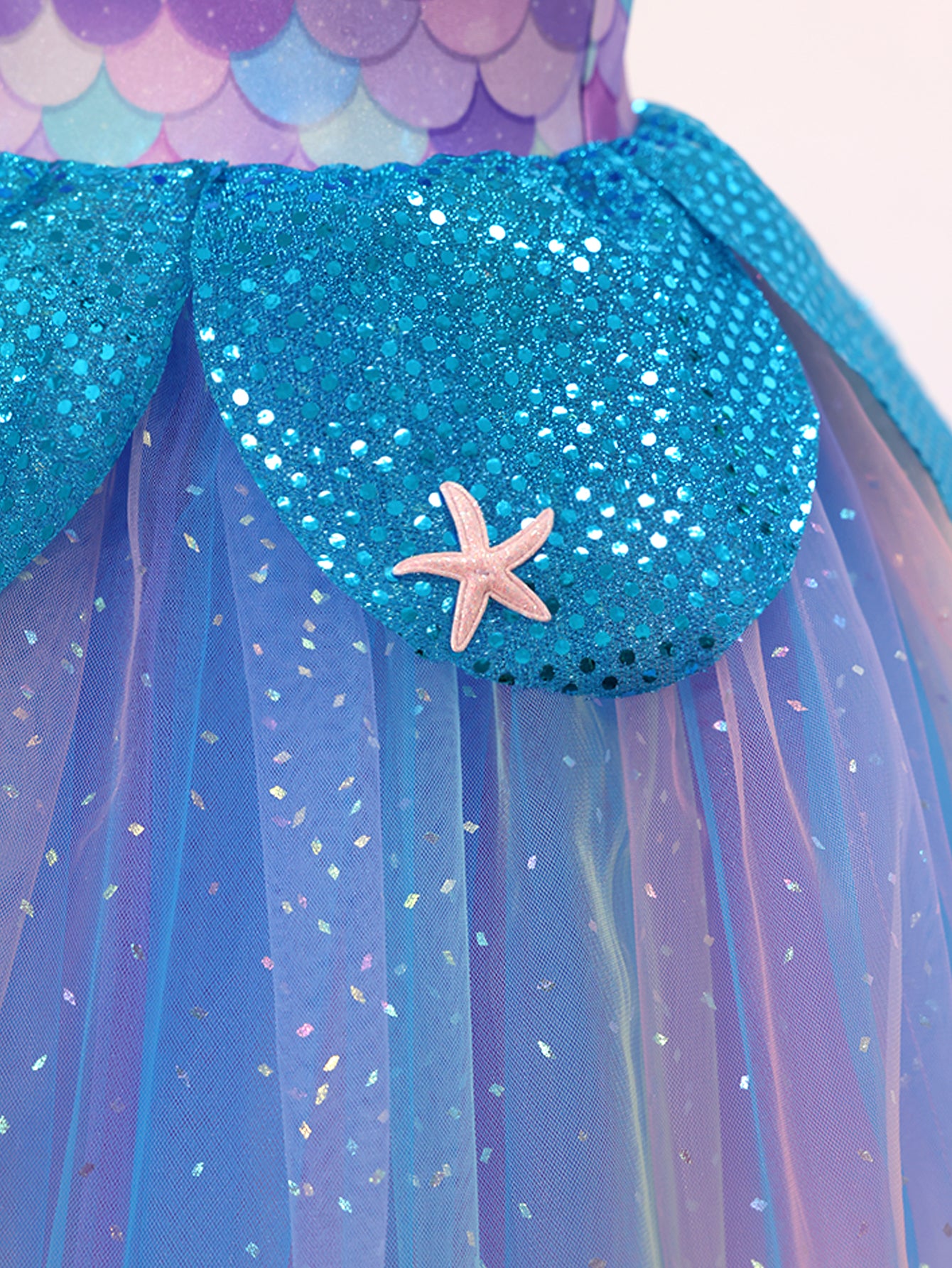 Girls Mermaid Scale Tutu Dress, Sparkly Ocean Theme Dress-ALP0114