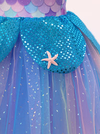 Girls Mermaid Scale Tutu Dress, Sparkly Ocean Theme Dress-ALP0114