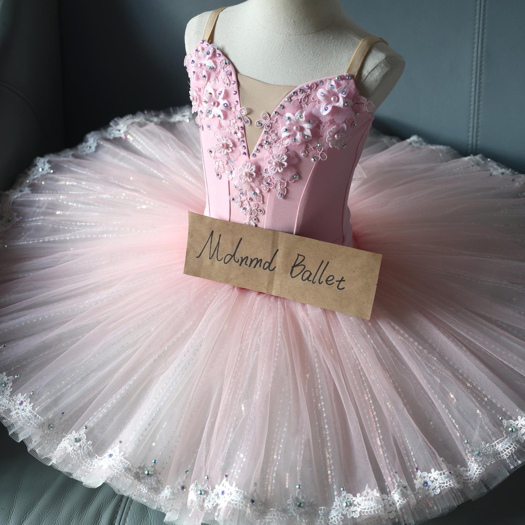Floral Ballet Tutu with Crystal Embellishments in Pastel Colors - MDT1046