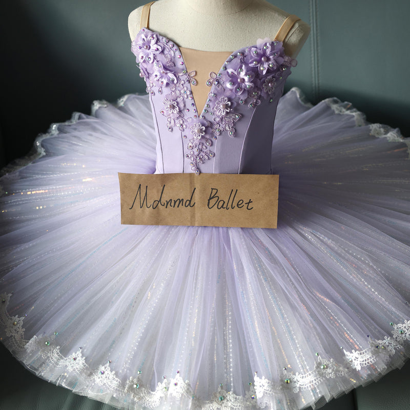 Floral Ballet Tutu with Crystal Embellishments in Pastel Colors - MDT1046