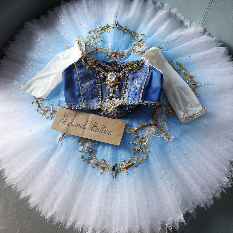Elegant Ballet Tutu with Blue Regal Embroidery – MDT0045