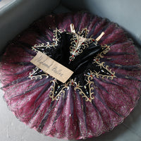 Elegant Black and Purple Embellished Ballet Tutu Dress 閿熸枻鎷 Rhinestone Accents - MDT1071