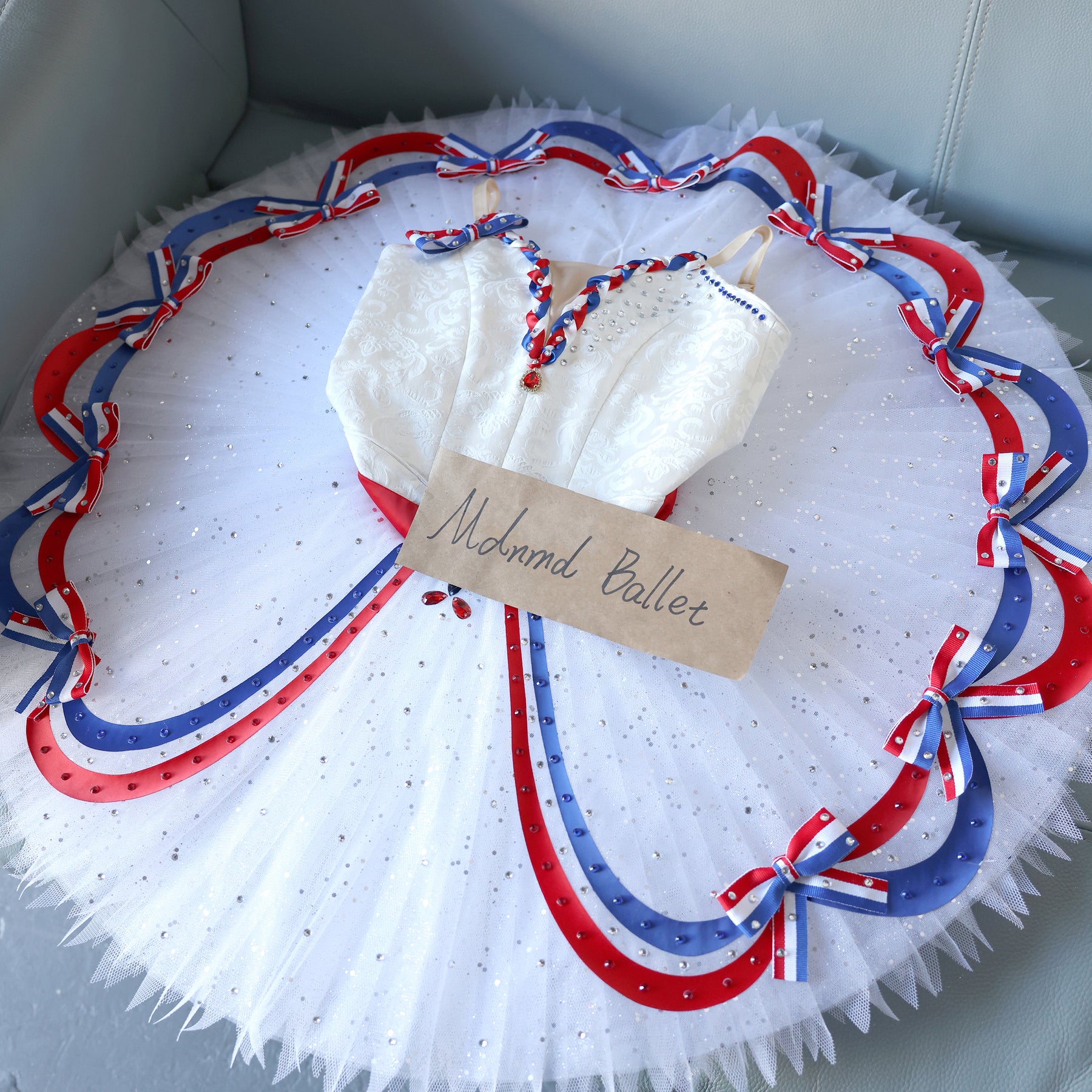 Patriotic Red, White, and Blue Ballet Tutu Dress for Girls 锟斤拷 Rhinestone Accents - MDT0145
