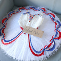 Patriotic Red, White, and Blue Ballet Tutu Dress for Girls 锟斤拷 Rhinestone Accents - MDT0145