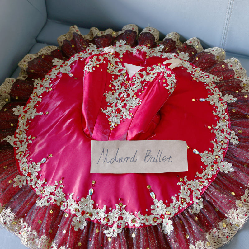 Luxury Handmade Red and Black Ballet Tutu for Professional Performances - MDT0980