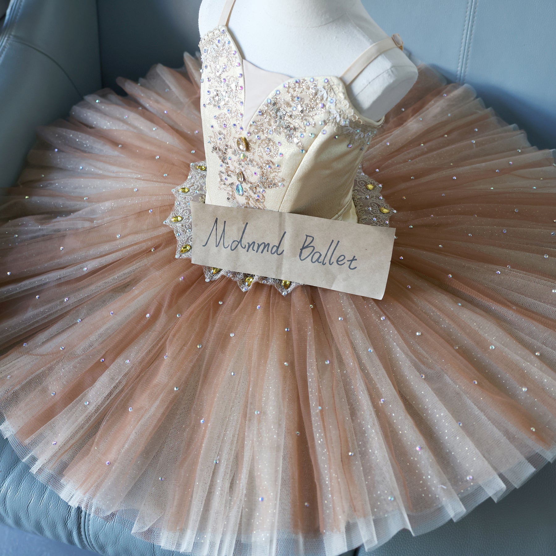 Handcrafted Ballet Tutu 閿熸枻鎷 Crystal Embellished Dance Costume - MDT0048