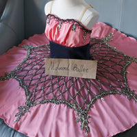 Elegant Pink and Black Embroidered Ballet Tutu for Performances - MDT1019