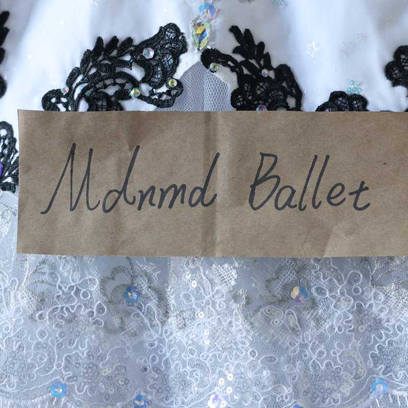 White and Black Lace Ballet Tutu Dress for Girls – Elegant Performance Wear - MDT0160