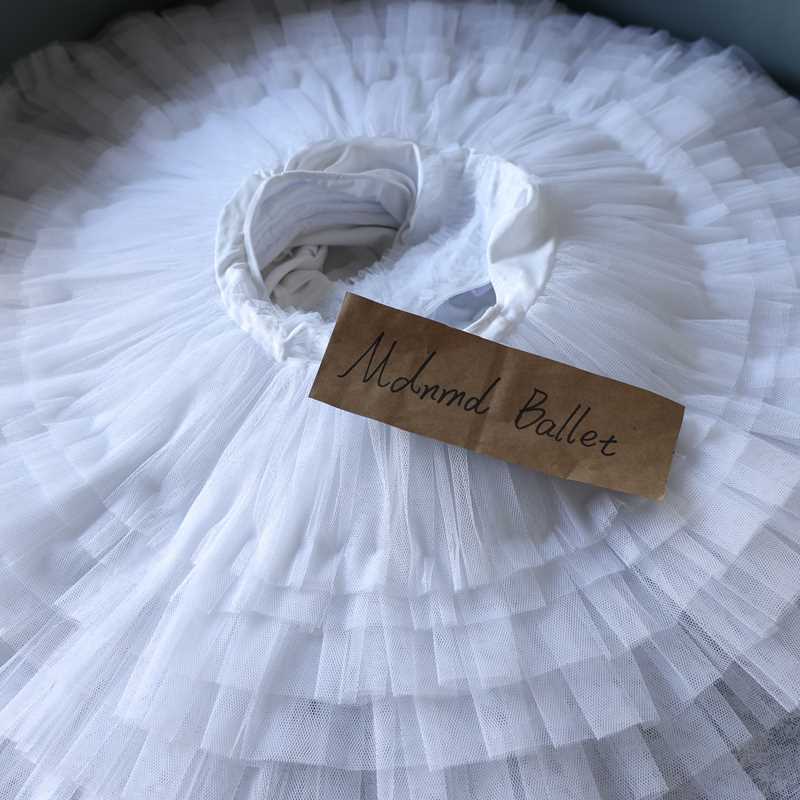 White and Black Lace Ballet Tutu Dress for Girls – Elegant Performance Wear - MDT0160