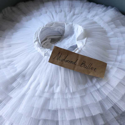 White and Black Lace Ballet Tutu Dress for Girls – Elegant Performance Wear - MDT0160