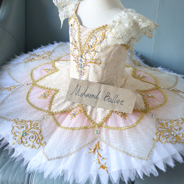 Floral Lace and Beaded Ballet Performance Tutu Dress for Girls - MDT0255