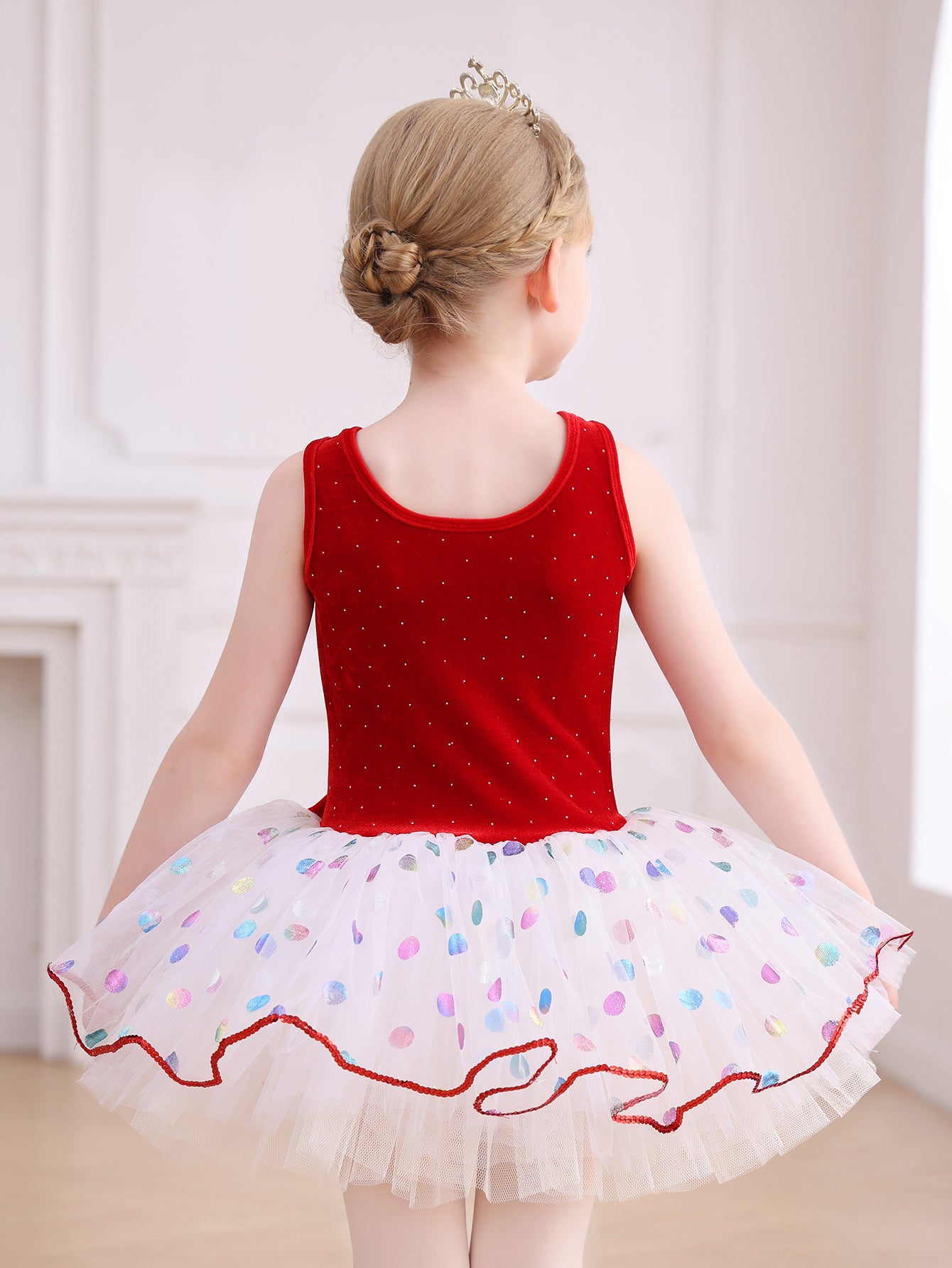 Purple&Red Velvet Polka Dot Princess Dress-ALP091