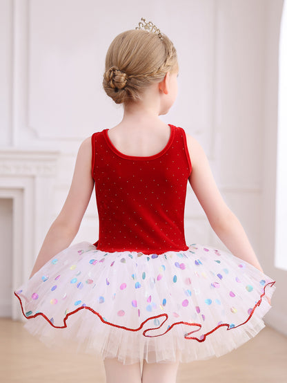 Purple&Red Velvet Polka Dot Princess Dress-ALP091